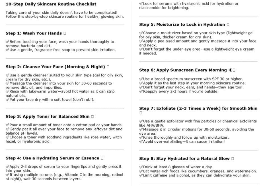 10 Beauty Tips PLR Checklists Sample