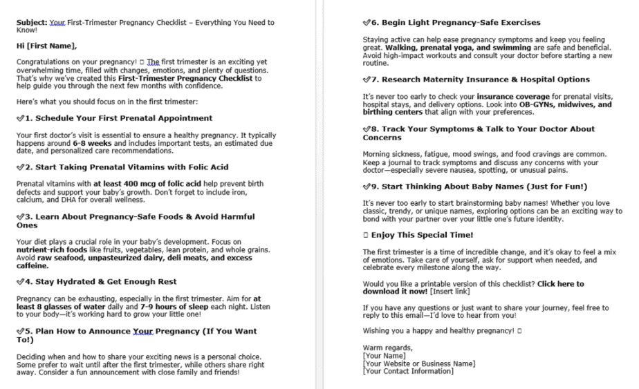 10 Pregnancy and Baby Care PLR Autoresponders sample