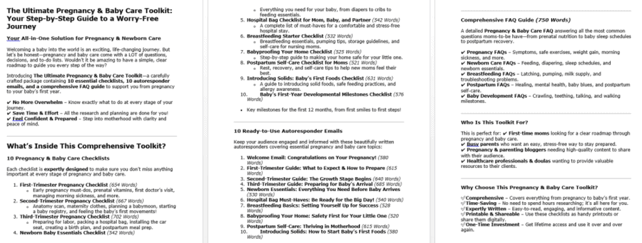 10 Pregnancy and Baby Care PLR Sales Page sample