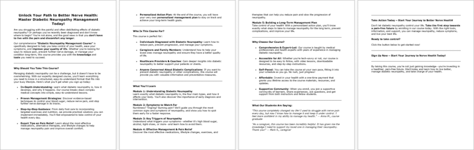 Diabetic Neuropathy Salespage