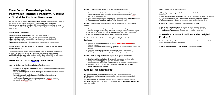 Digital Product Creation Salespage