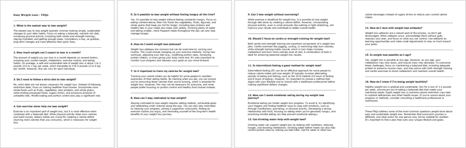 Easy Weight Loss FAQs