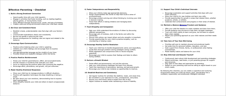 Effective Parenting Checklist