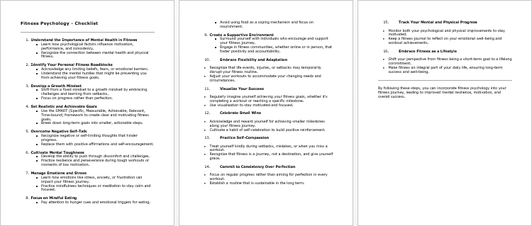 Fitness Psychology Checklist
