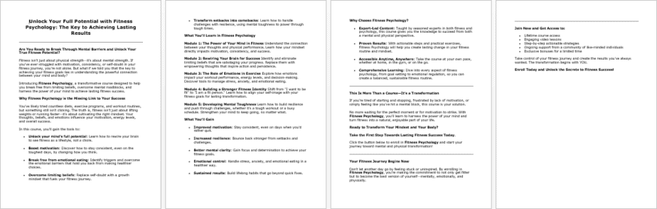 Fitness Psychology Salespage