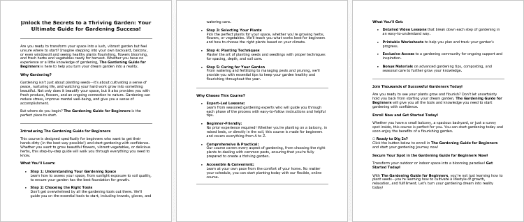 Gardening Guide For Beginners Salespage