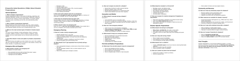 Disaster Preparedness FAQs