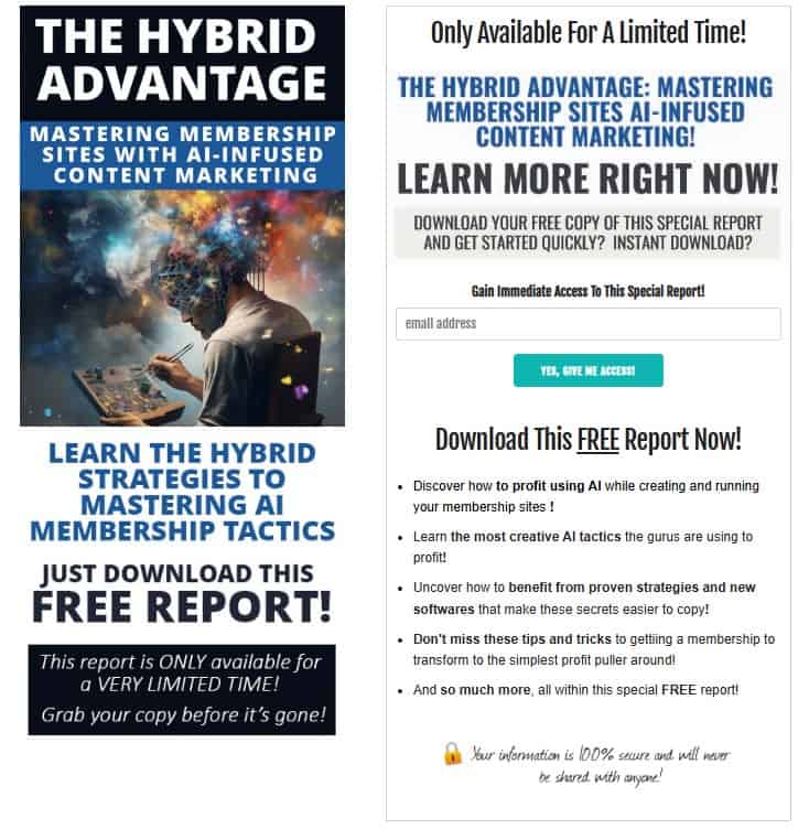 Hybrid Advantage PLR Squeeze Page Screenshot