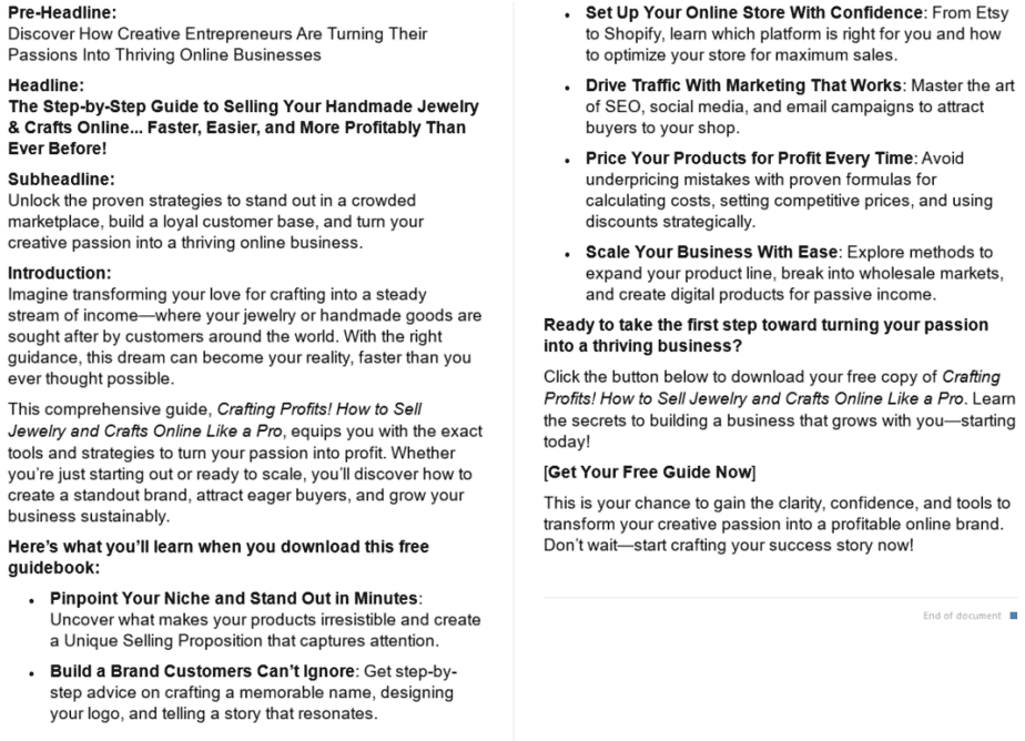 Sell Jewelry Crafts PLR Sales Copy Screenshot