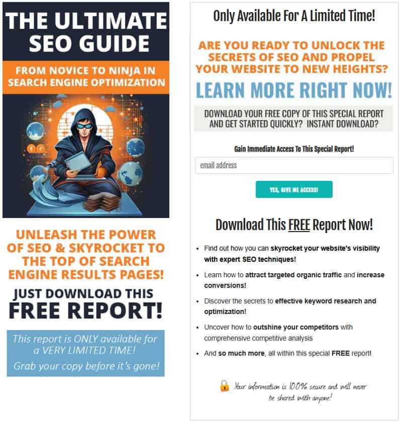 The Ultimate SEO Guide PLR Squeeze Page Screenshot