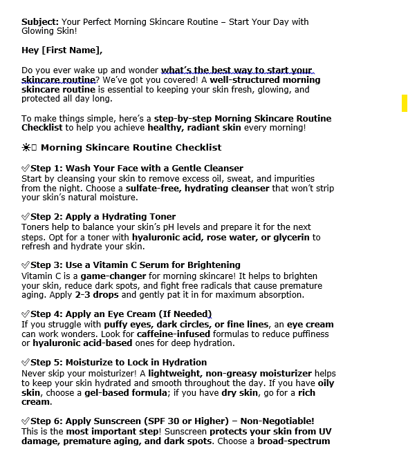 10 Skincare Routines PLR Autoresponder Sample