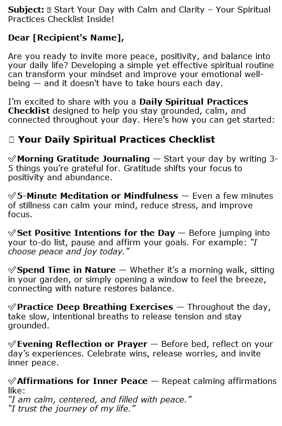 10 Spirituality for Beginners PLR Autoresponder Sample