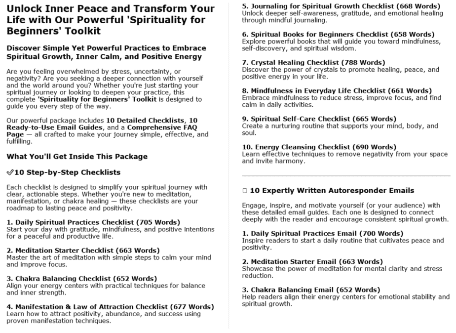 10 Spirituality for Beginners PLR Sales Page Sample
