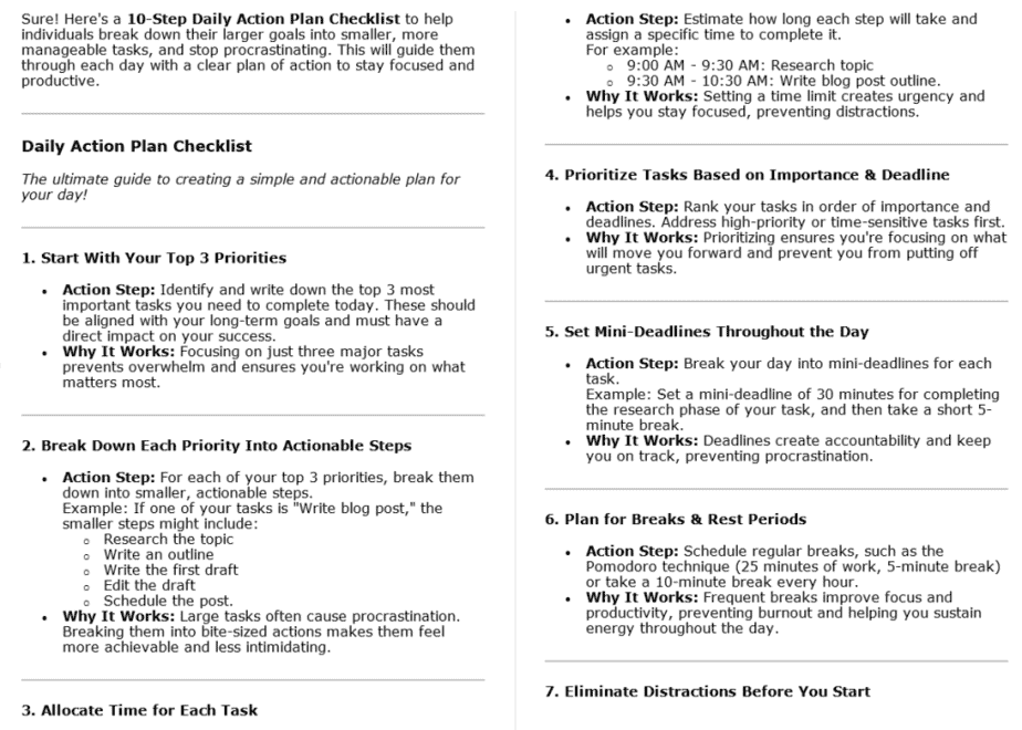 10 Stop Procrastinating PLR Checklists Sample