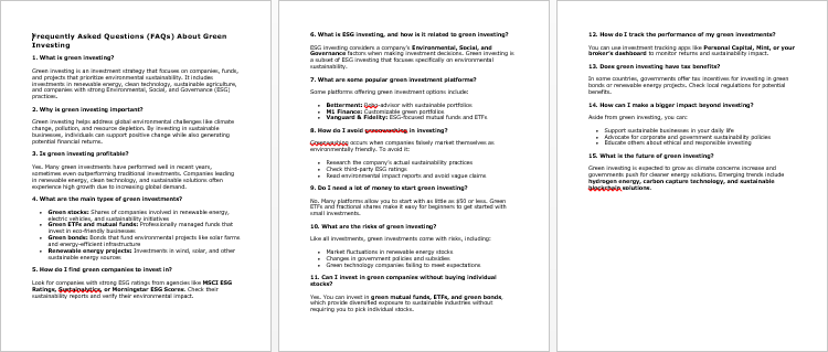 Green Investing FAQs