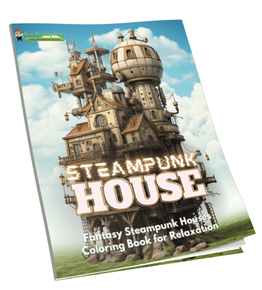 Steampunk House Adult PLR Coloring Book 2