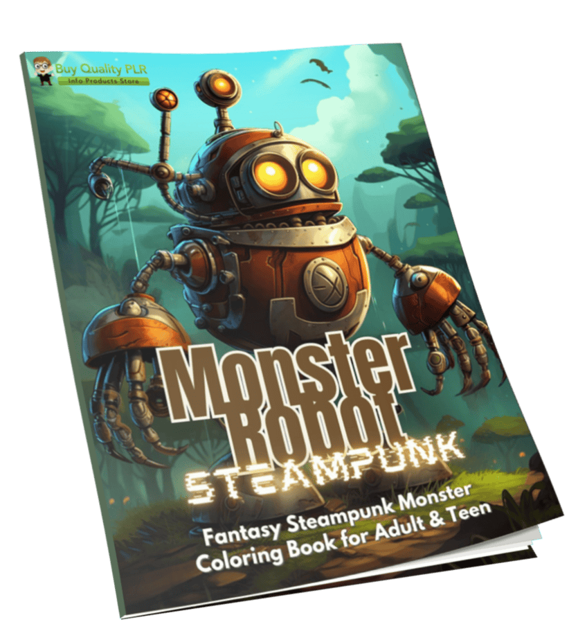 Steampunk Monster Robot Adult PLR Coloring Book