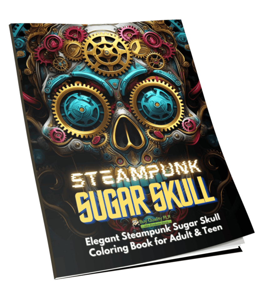 Steampunk Skull Adult PLR Coloring Book