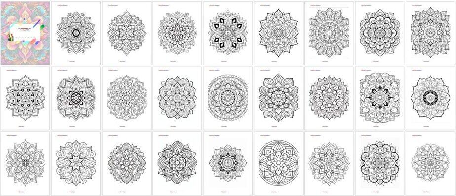 Stress Relieving Mandala Adult PLR Coloring Book Sample