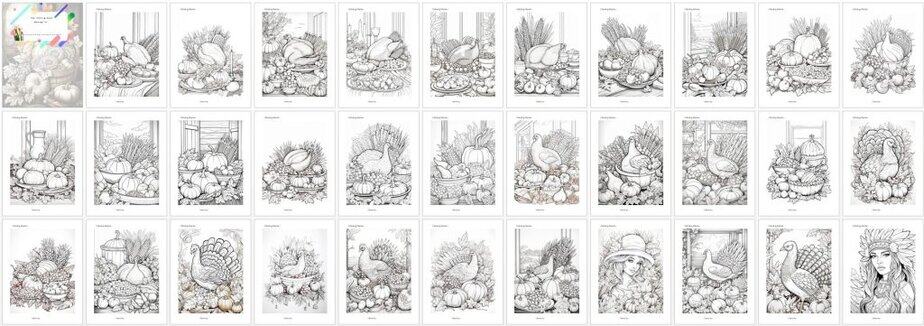 Thanks Giving Adult PLR Coloring Book Sample