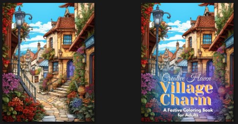 Village Charm Adult PLR Coloring Book Covers