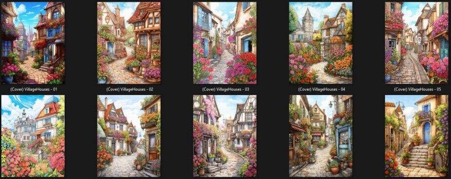 Village Charm Adult PLR Illustrations