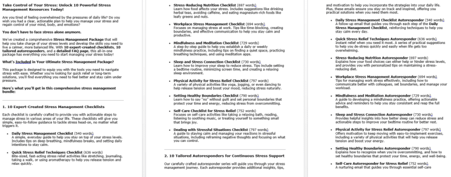 10 Stress Management PLR Sales Page Sample