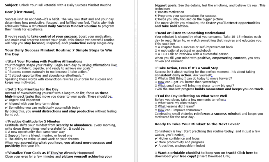 10 Success Mindset PLR Autoresponders Sample