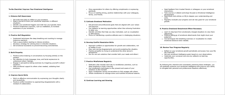 Improve Your Emotional Intelligence Checklist