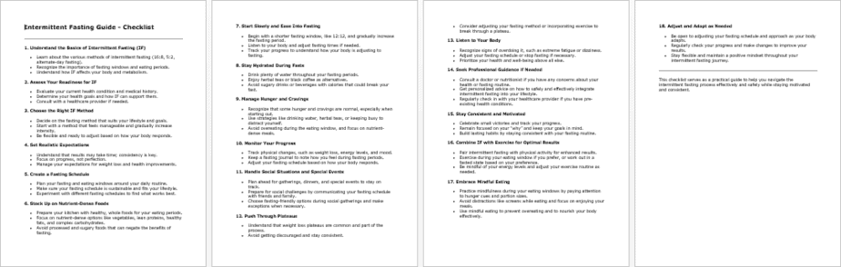 Intermittent Fasting Guide Checklist