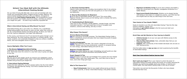 Intermittent Fasting Guide Salespage