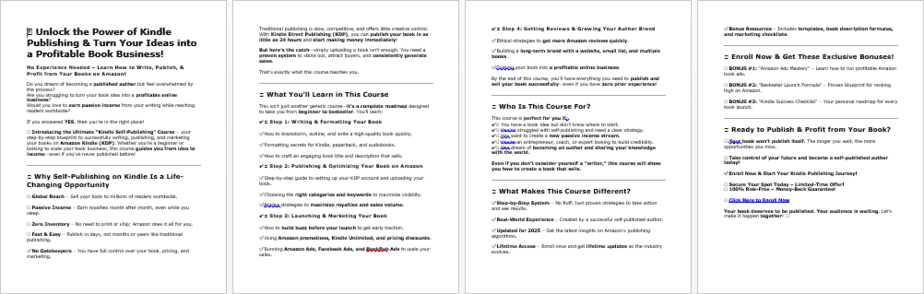 Kindle Self Publishing Salespage
