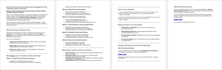 Landlords Guide To Renting Salespage