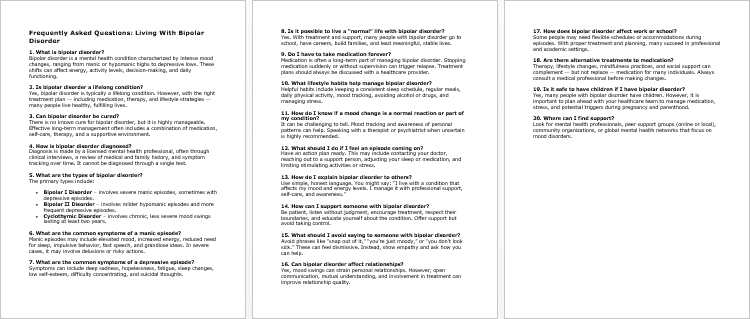Living With Bipolar Disorder FAQs