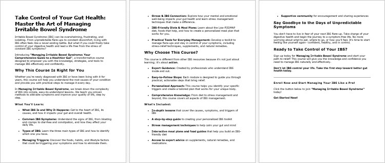 Managing Irritable Bowel Syndrome Salespage