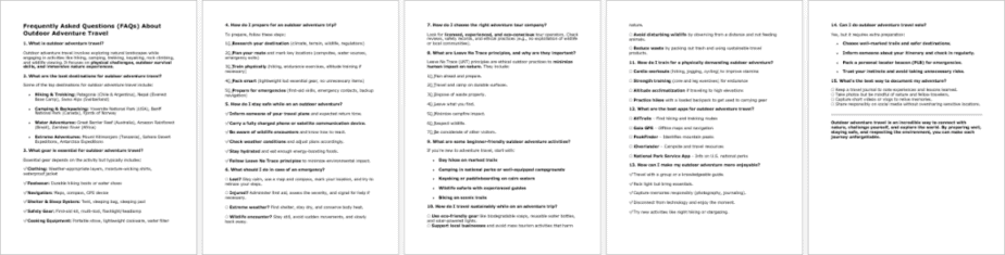 Outdoor Adventure Travel FAQs