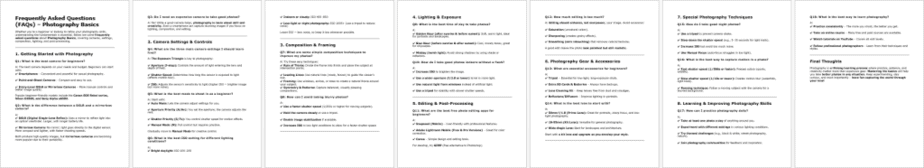 Photography Basics FAQs
