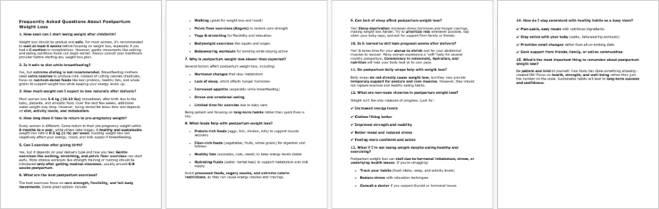 Postpartum Weight Loss FAQs
