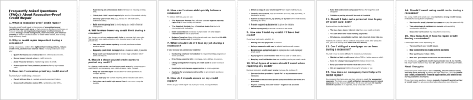 Recession Proof Credit Repair FAQs