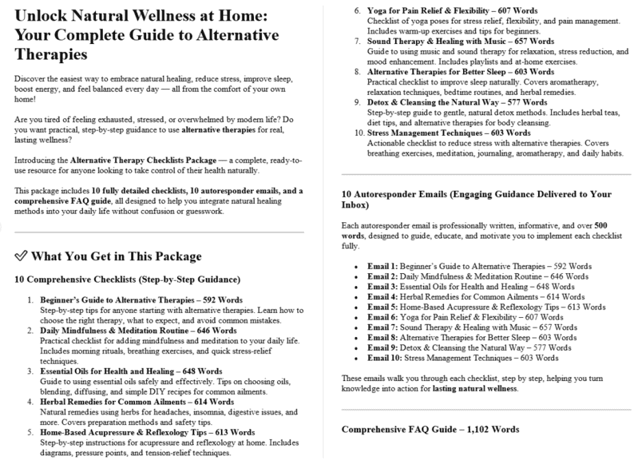 10 Alternative Therapy PLR Sales Page Sample