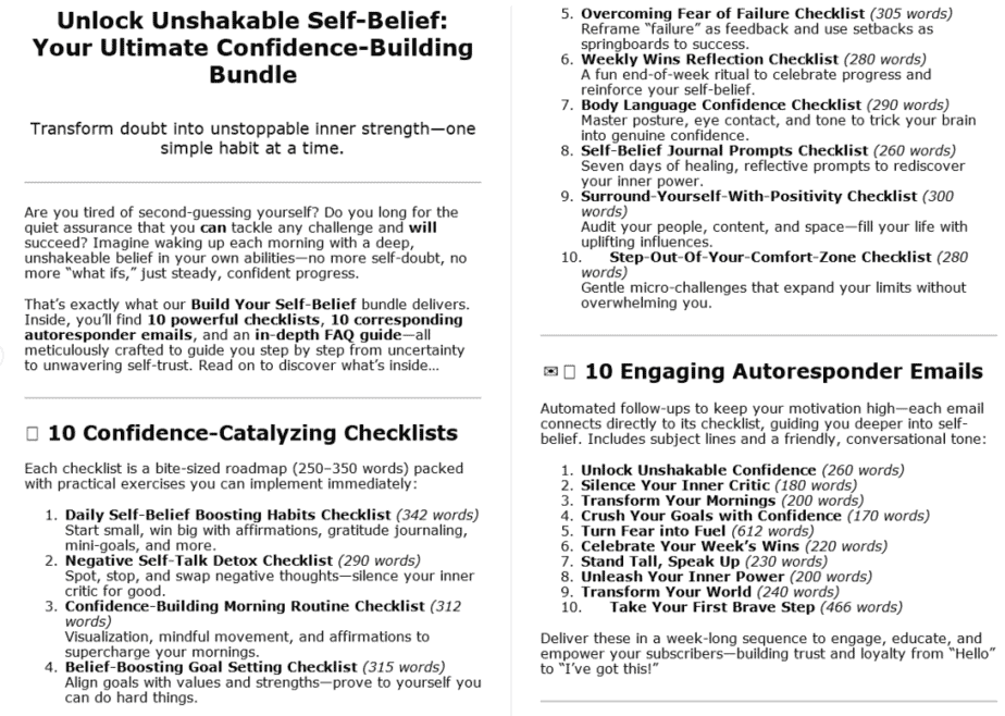 10 Build Your Self Belief PLR Salespage Sample