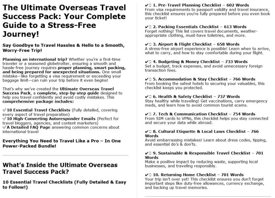 10 Traveling Overseas PLR Sales Page Sample