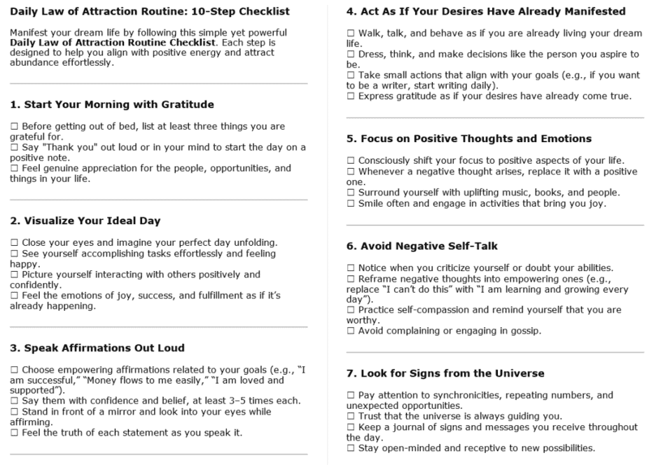 10 Using the Law of Attraction PLR Checklists Sample
