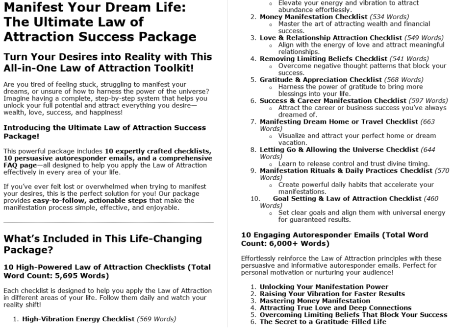 10 Using the Law of Attraction PLR Sales Pages Sample