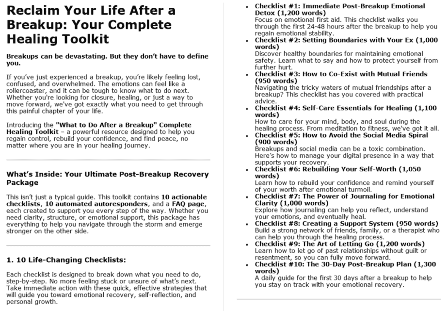 10 What to Do After a Breakup PLR Sales Page Sample