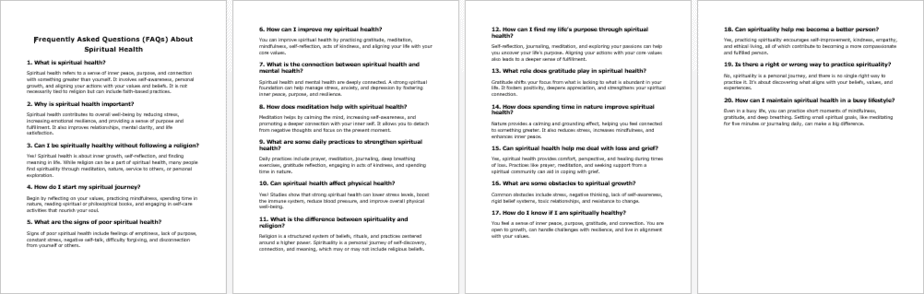 Spiritual Health FAQs