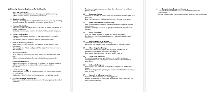 Spirituality Guide for Beginners Checklist