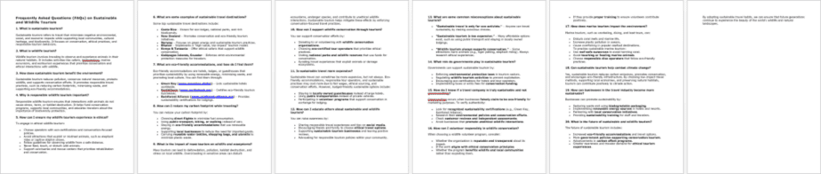 Sustainable and Wildlife Tourism FAQs