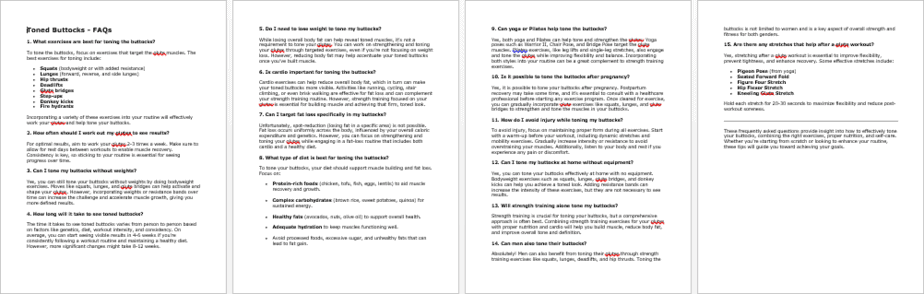 Toned Buttocks FAQs