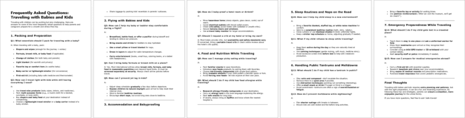 Traveling with Babies and Kids FAQs